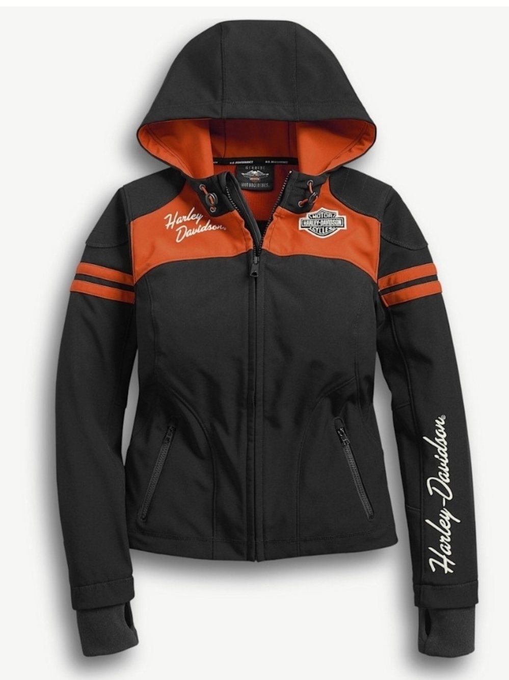 Harley-Davidson Black and Orange Women's Hooded Utility Jacket